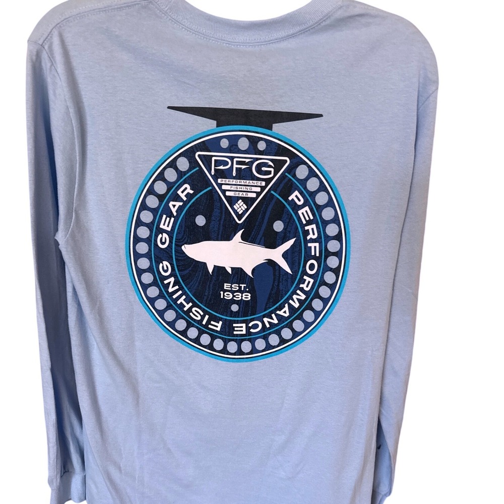 NWT Columbia Men's Terminal Tackle PFG long-sleeve fishing shirt SM light‎ blue